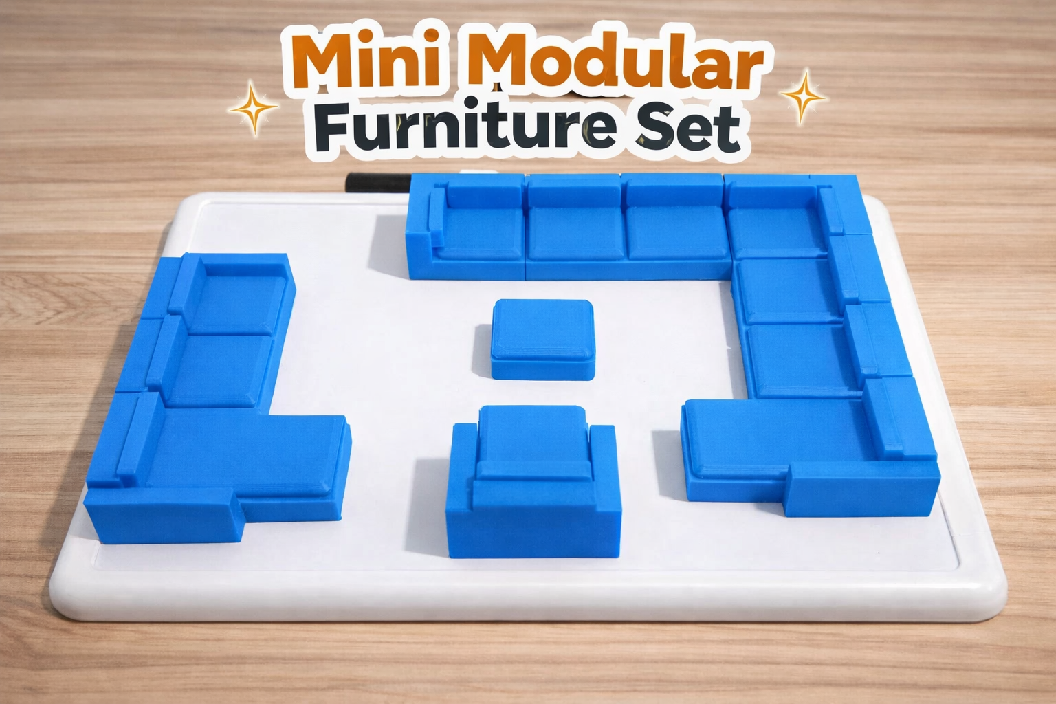 Magnetic Modular Sectional 3D Printed Demo Set w/ Dry Erase Board