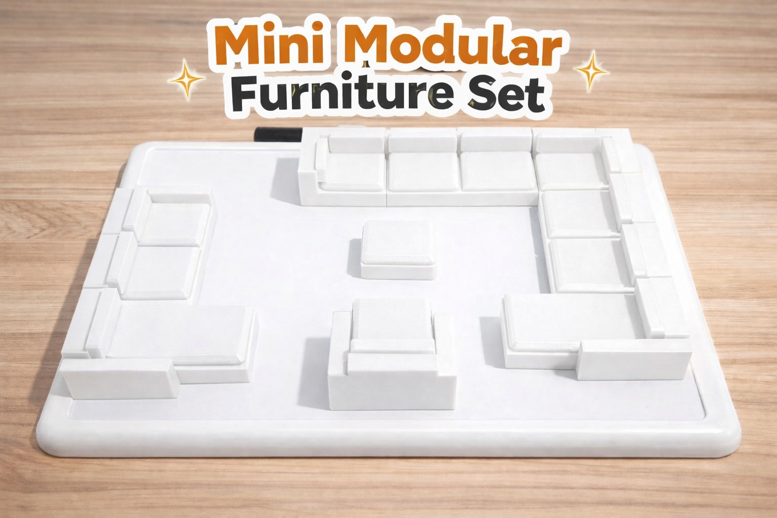 Magnetic Modular Sectional 3D Printed Demo Set w/ Dry Erase Board