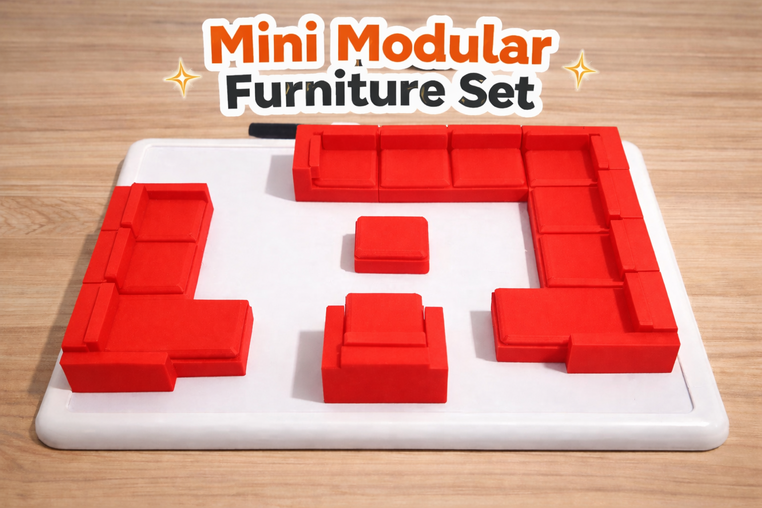 Magnetic Modular Sectional 3D Printed Demo Set w/ Dry Erase Board