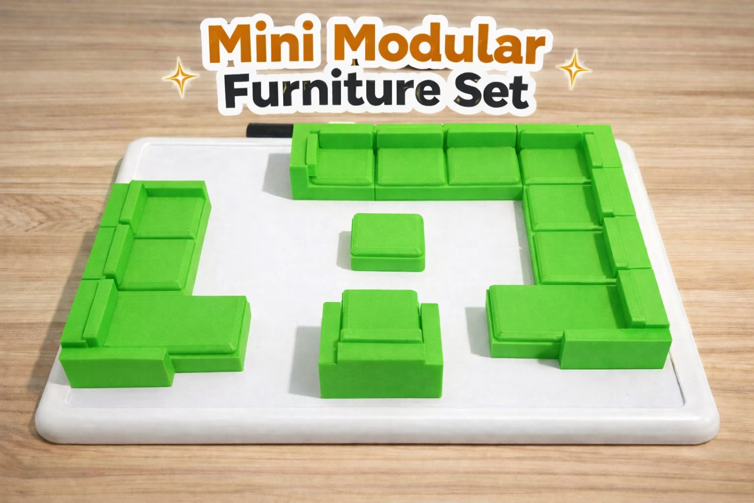 Magnetic Modular Sectional 3D Printed Demo Set w/ Dry Erase Board