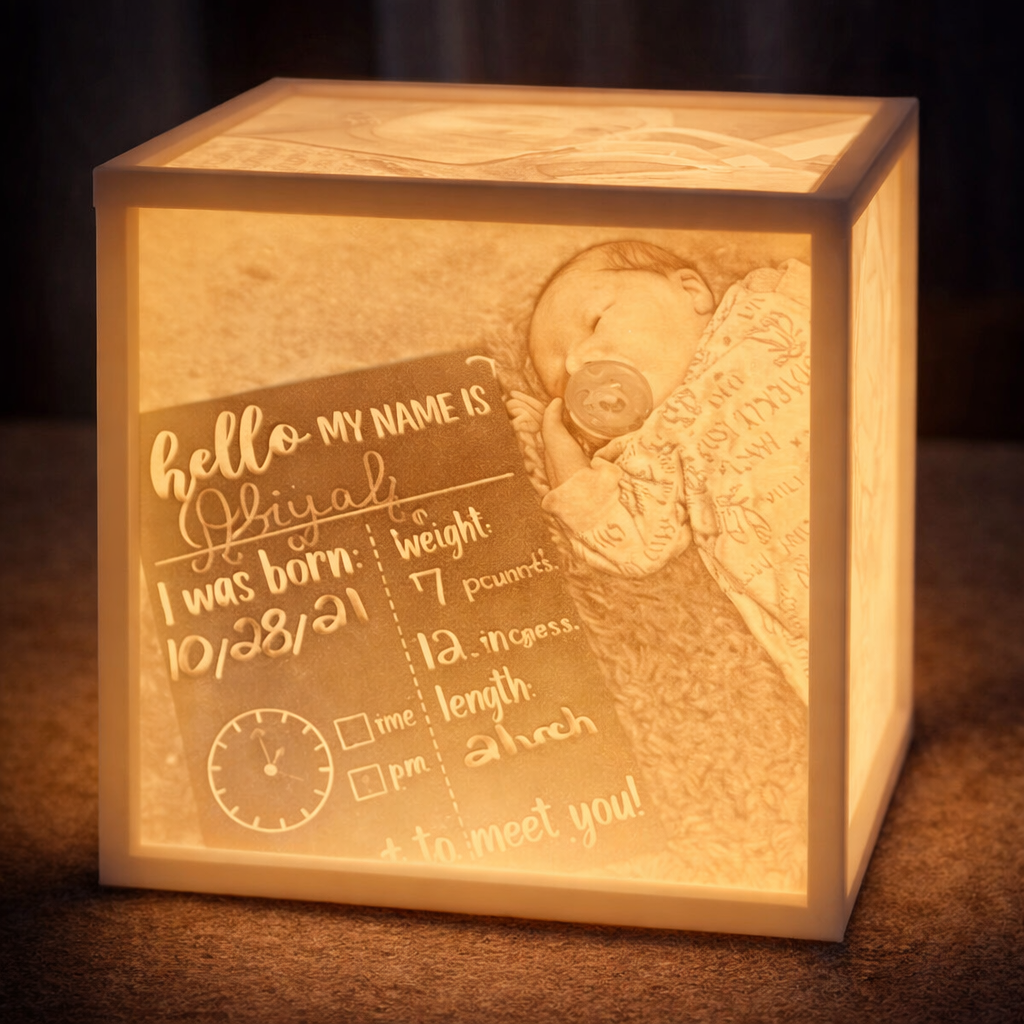3D Printed Custom 4 Inch Lithophane Box With Light/Socket