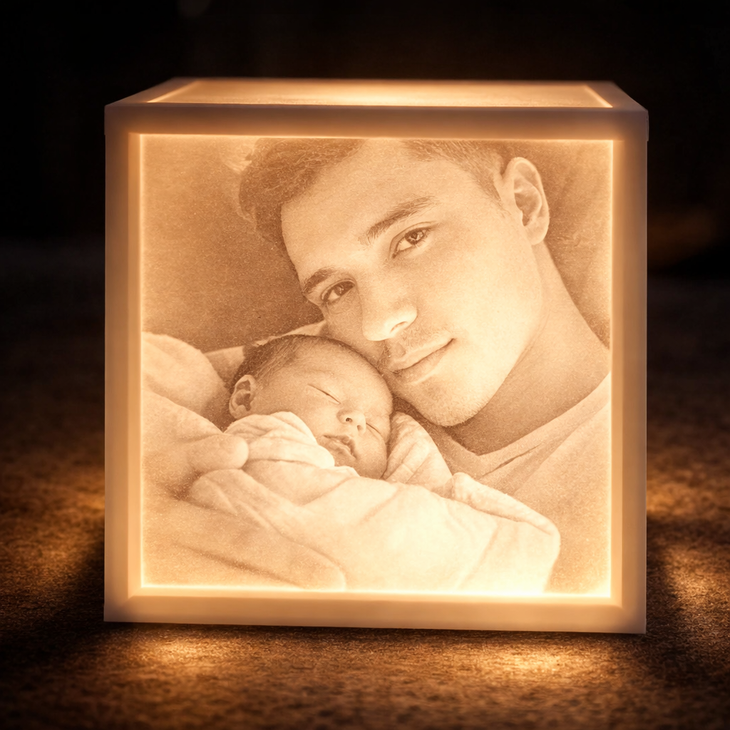 3D Printed Custom 4 Inch Lithophane Box With Light/Socket