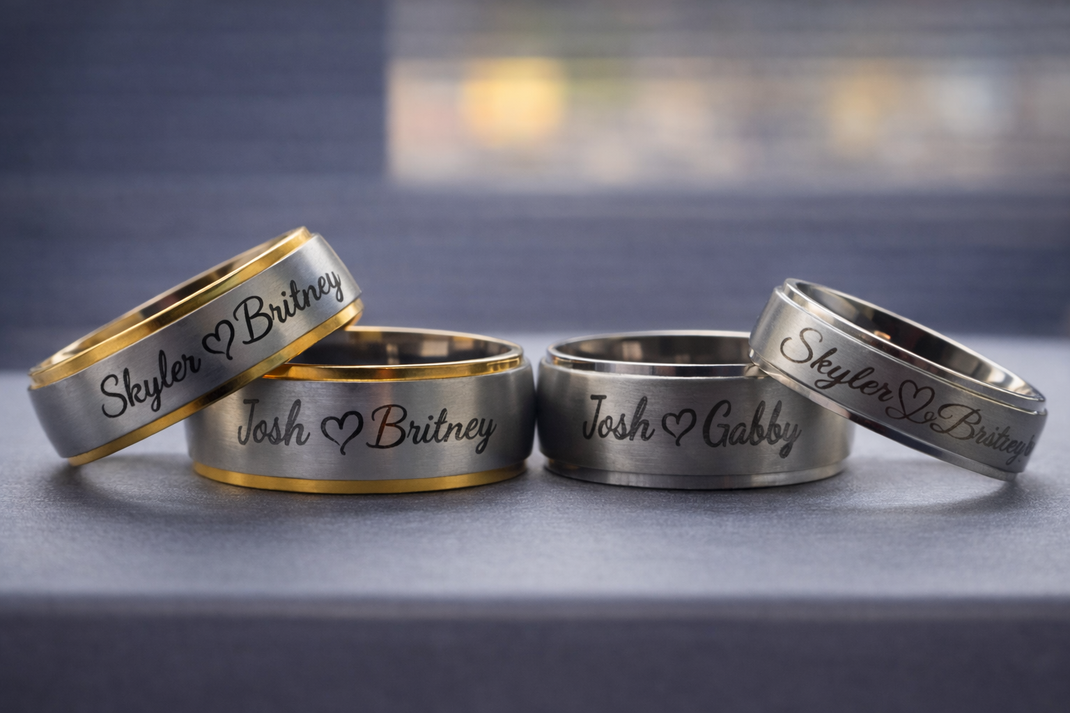 Custom Engraved Stainless Steel Rings